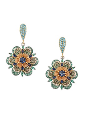 The Luxe 18K Goldpated & Cubic Zirconia Floral Drop Earrings