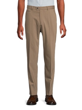 Virgin Wool Blend Flat Front Pants