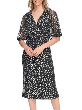 Sequin Flare Sleeve Midi Dress