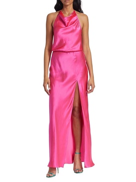 Aurela Cowlneck Silk Maxi Dress