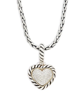 Sterling Silver, 18K Yellow Gold & Diamond Heart Pendant Necklace