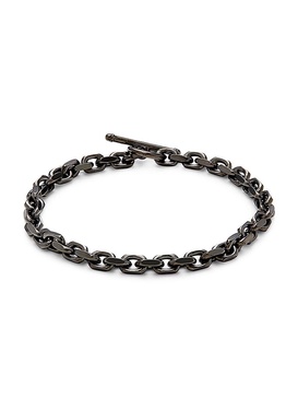 Gunmetal Tone Sterling Silver Chain Bracelet