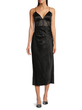 Tamar V-Neck Ruched Midi-Dress