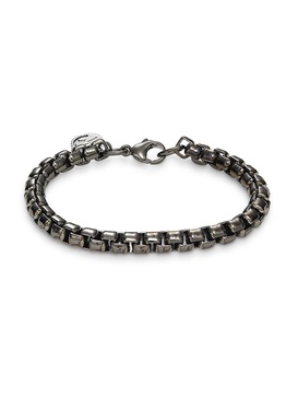 Black Rhodium-Plated Sterling Silver Box Chain Bracelet