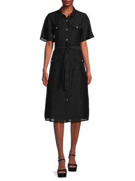 Belted Knee Length Shirtdress