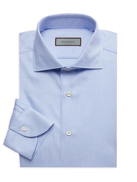 Micro-Check Pattern Dress Shirt