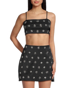 Alaya Embellished Sunburst Crop Top