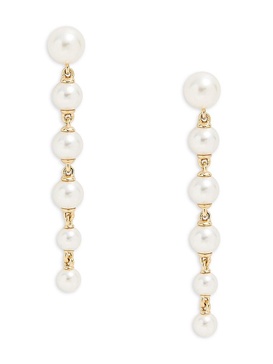 Bianca 18K Goldplated & 4-6MM Faux Pearl Linear Drop Earrings