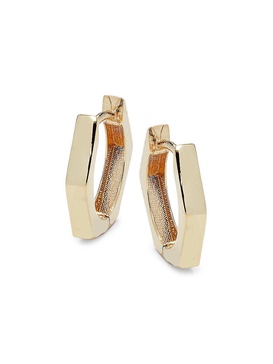 14K Yellow Gold Geometric Huggie Earrings
