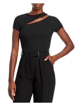 womens cut out ribbed trim t-shirt