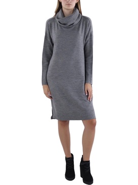 womens ribbed trim above knee sweaterdress