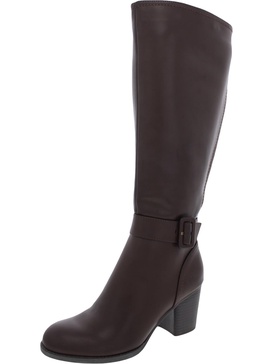 twinkle womens faux leather wide calf knee-high boots
