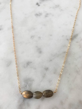 oval stone labradorite bar necklace