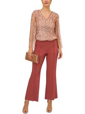 womens sequined v-neck peplum top