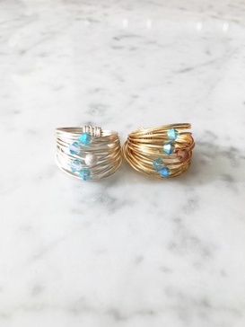 marcia ring with aquamarine ab crystals - 14k gold fill / sterling silver