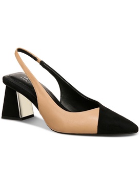 sarafina womens faux leather stretch slingback heels