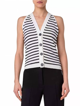 kodak striped knit top in cream black