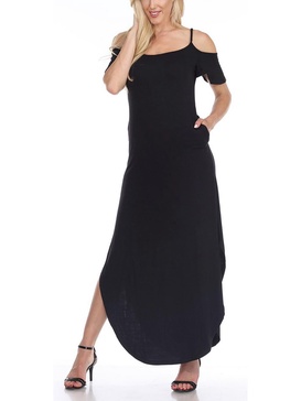 womens cold shoulder long maxi dress