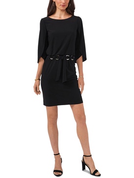 petites womens tulip-sleeve mini fit & flare dress