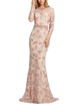 womens metallic embellished evening dress