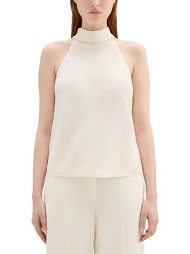 petites womens collared sleeveless halter top
