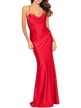 womens satin corset evening dress
