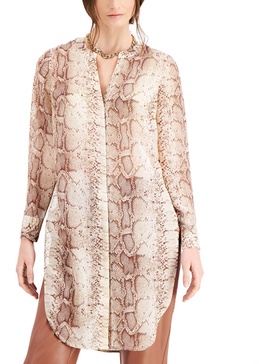 petites womens snake print sheer tunic top