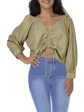 plus womens cotton ruched cropped