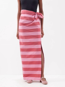 cecile striped skirt in stripe - red and winter pink