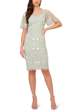 womens embellished illusion cocktail dress