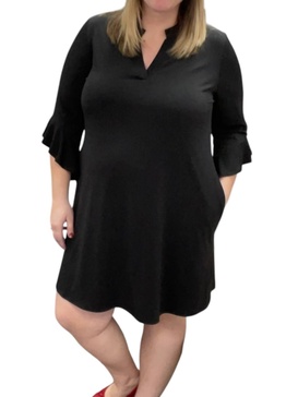 gabby ruffle sleeve dress in black