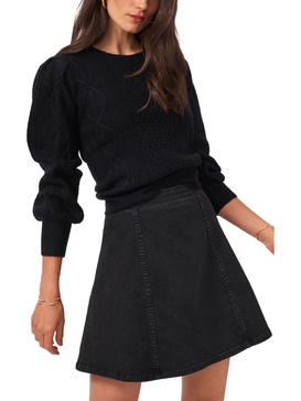 midnight garden womens cable knit crewneck pullover sweater
