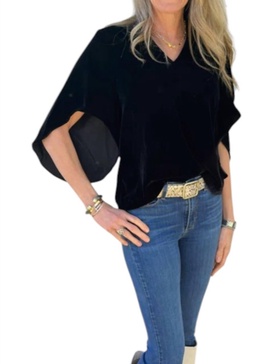 nina top in black velvet