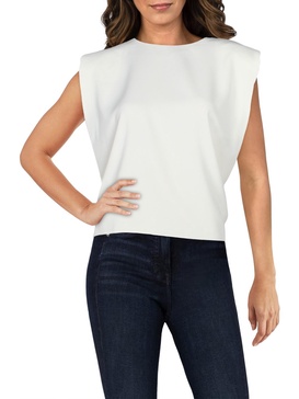 womens padded shoulder crewneck muscle tank