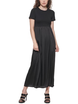 womens mixed media long t-shirt dress