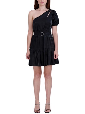 womens side tie satin fit & flare dress