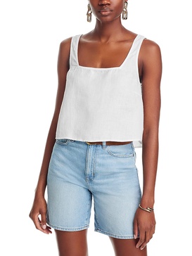 womens linen square neck tank top
