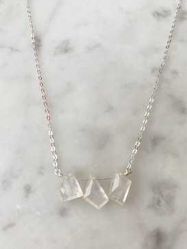 sterling silver 3 odd stone moonstone bar necklace