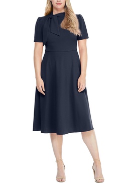 womens tie neck calf midi dress
