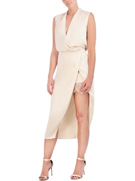womens below knee surplice midi dress