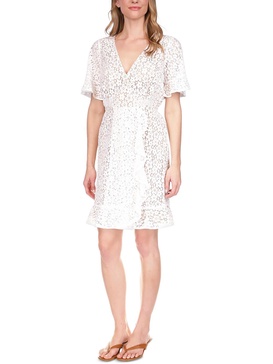 petites womens lace floral mini dress