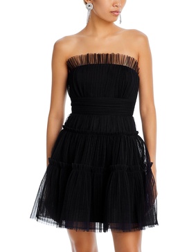 womens strapless tulle mini dress