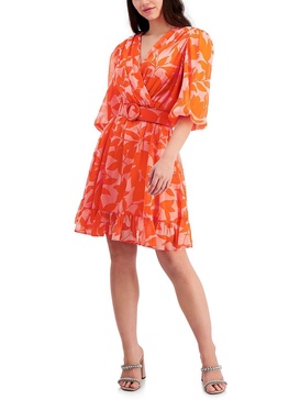 petites womens chiffon short mini dress
