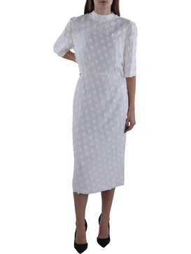 womens below knee polka dot midi dress