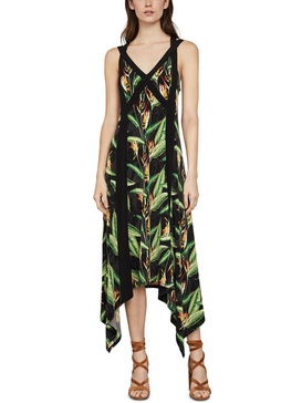 womens floral print tea length midi dress