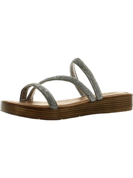 womens suede rhinestone flatform sandals