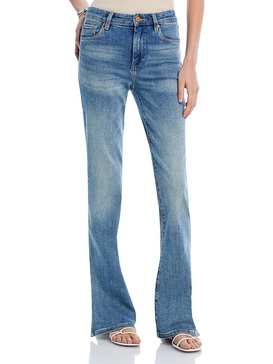 womens high rise faded flare jeans