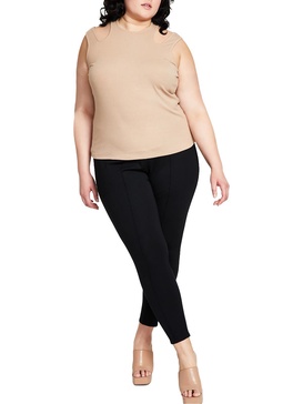 plus womens ribbed cut-out shoulder pullover top