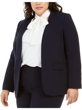 plus womens office business open-front blazer