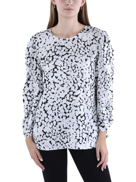 womens printed ruched blouse